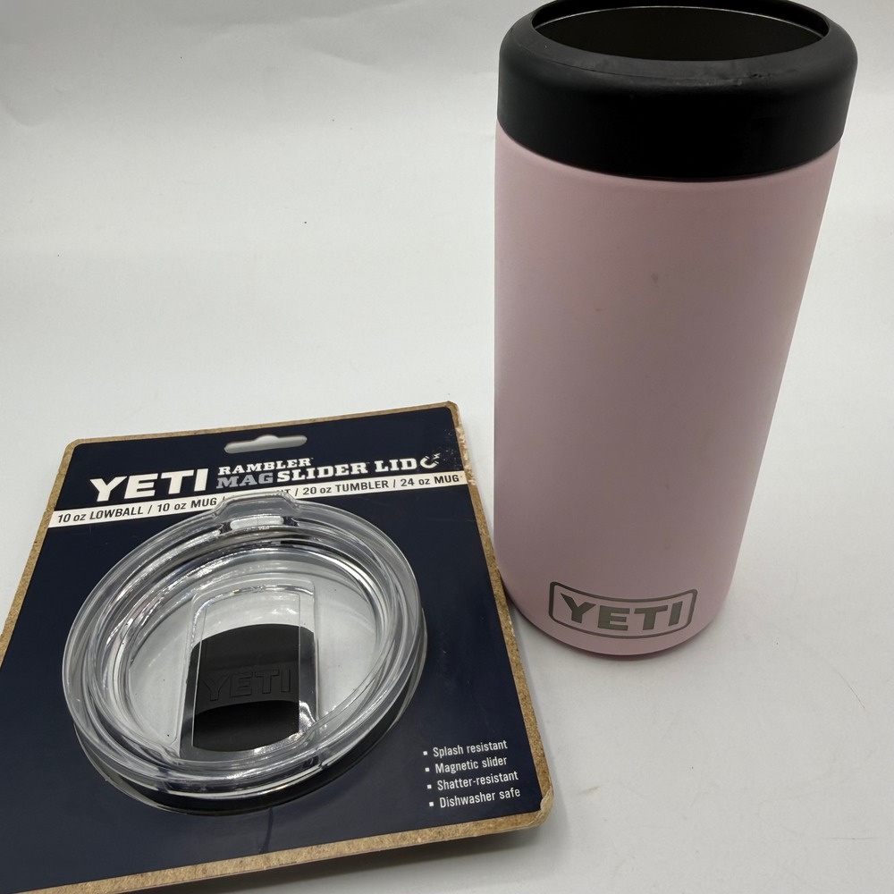 YETI Rambler Colster Can Insulator Pink with New MagSlider Lid Set